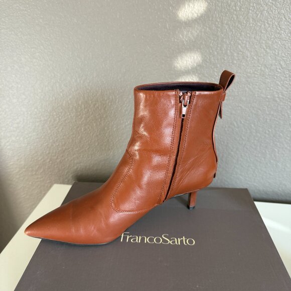 Franco Sarto Womens Brown Leather Booties - Picture 9 of 12